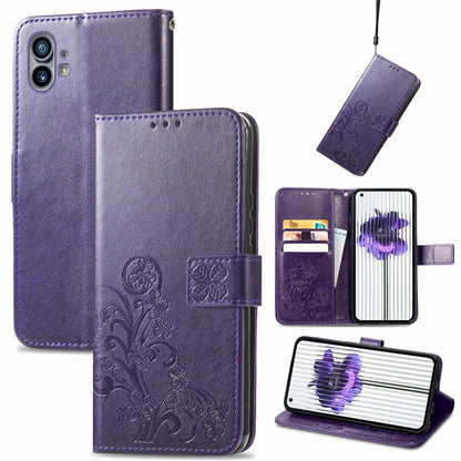 Four-leaf Clasp Embossed Buckle Leather Phone Case, For Nothing Phone 1