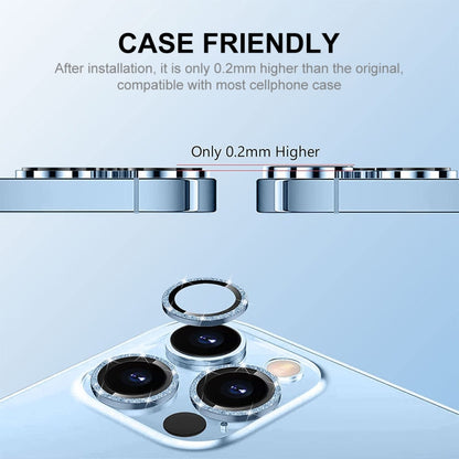 ENKAY Glitter Rear Lens Aluminium Alloy Tempered Glass Film For iPhone 14 / 14 Max, For iPhone 14 / 14 Plus