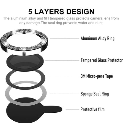 ENKAY Glitter Rear Lens Aluminium Alloy Tempered Glass Film For iPhone 13 / 13 mini, For iPhone 13