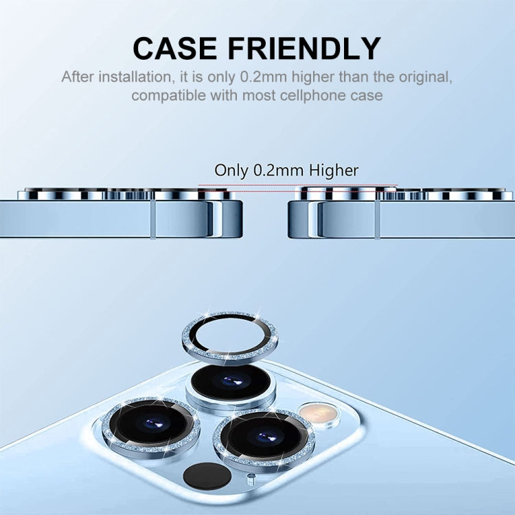 ENKAY Glitter Rear Lens Aluminium Alloy Tempered Glass Film For iPhone 13 Pro / 13 Pro Max, For iPhone 13 Pro / 13 Pro Max