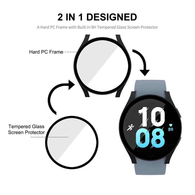For Samsung Galaxy Watch5 40mm ENKAY Hat-Prince Full Coverage PC Frame + 9H Tempered Glass Case