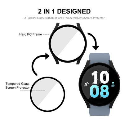 For Samsung Galaxy Watch5 40mm ENKAY Hat-Prince Full Coverage PC Frame + 9H Tempered Glass Case