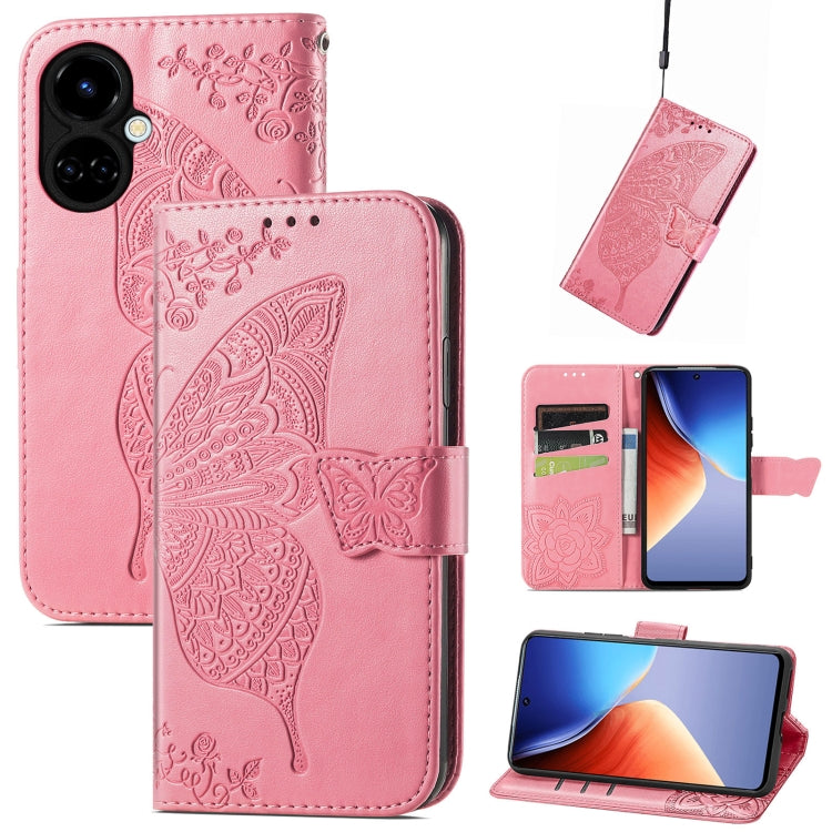 Butterfly Love Flower Embossed Flip Leather Phone Case, For Nokia C21, For Tecno Camon 19, For ZTE Axon 40 Ultra, For Asus ROG Phone 6