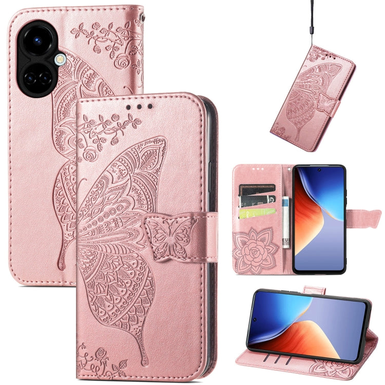 Butterfly Love Flower Embossed Flip Leather Phone Case, For Nokia C21, For Tecno Camon 19, For ZTE Axon 40 Ultra, For Asus ROG Phone 6