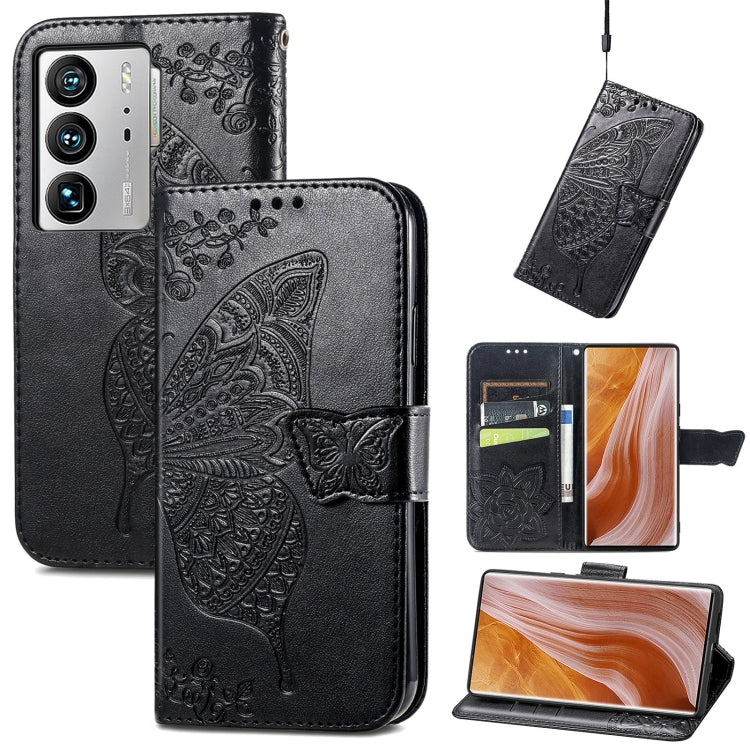 Butterfly Love Flower Embossed Flip Leather Phone Case, For Nokia C21, For Tecno Camon 19, For ZTE Axon 40 Ultra, For Asus ROG Phone 6