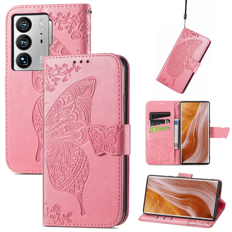 Butterfly Love Flower Embossed Flip Leather Phone Case, For Nokia C21, For Tecno Camon 19, For ZTE Axon 40 Ultra, For Asus ROG Phone 6