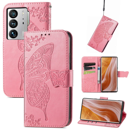 Butterfly Love Flower Embossed Flip Leather Phone Case, For Nokia C21, For Tecno Camon 19, For ZTE Axon 40 Ultra, For Asus ROG Phone 6