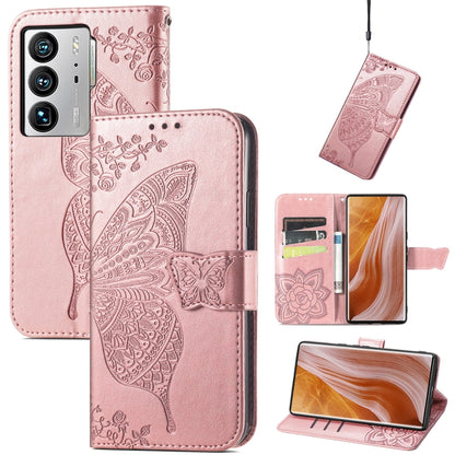 Butterfly Love Flower Embossed Flip Leather Phone Case, For Nokia C21, For Tecno Camon 19, For ZTE Axon 40 Ultra, For Asus ROG Phone 6