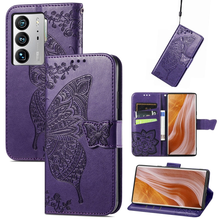 Butterfly Love Flower Embossed Flip Leather Phone Case, For Nokia C21, For Tecno Camon 19, For ZTE Axon 40 Ultra, For Asus ROG Phone 6