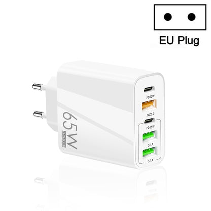 65W Dual PD Type-C + 3 x USB Multi Port Charger for Phone and Tablet PC, EU Plug, EU Plug