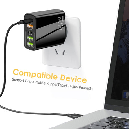 65W Dual PD Type-C + 3 x USB Multi Port Charger with 3A USB to Type-C Data Cable, UK Plug, UK Plug + USB to Type-C Cable