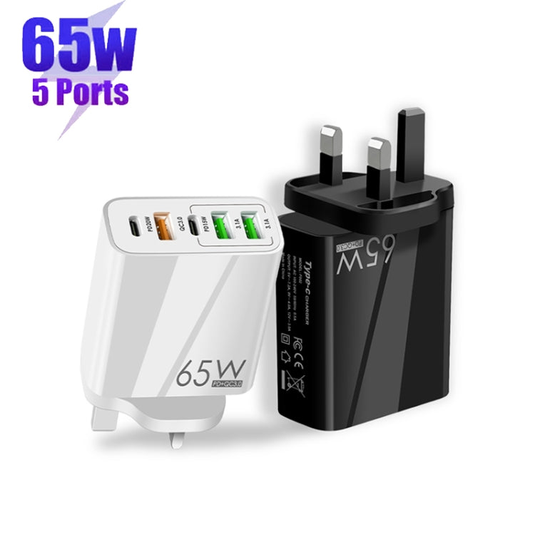 65W Dual PD Type-C + 3 x USB Multi Port Charger with 3A USB to Micro USB Data Cable, UK Plug, UK Plug + USB to Micro USB Cable