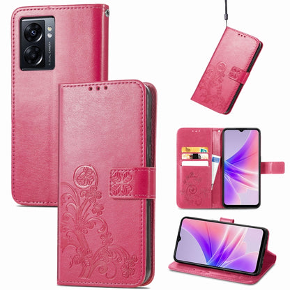 Four-leaf Clasp Embossed Buckle Leather Phone Case, For OPPO A77, For Realme C30, For vivo Y77 (China)