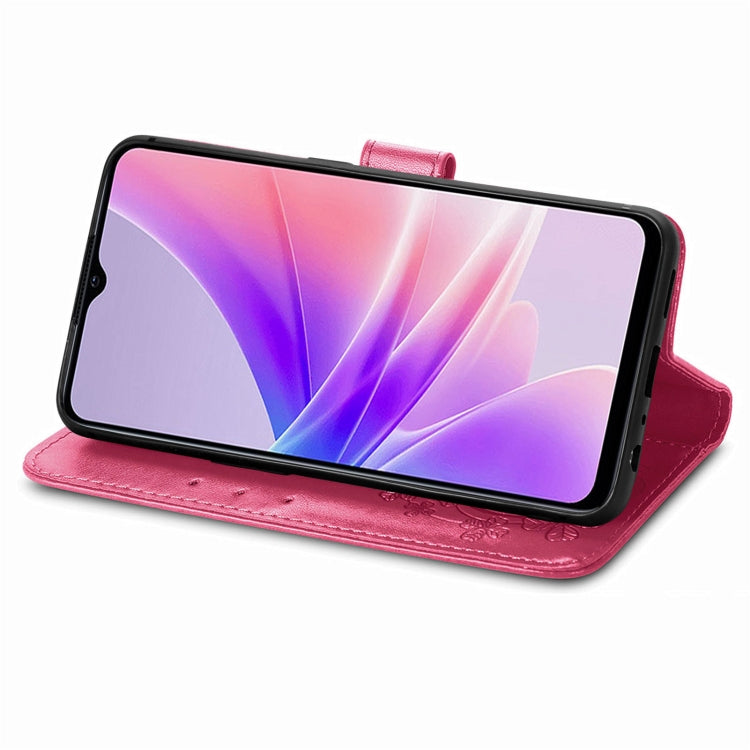 Four-leaf Clasp Embossed Buckle Leather Phone Case, For OPPO A77, For Realme C30, For vivo Y77 (China)
