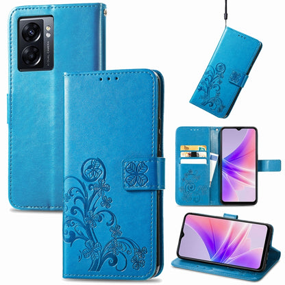 Four-leaf Clasp Embossed Buckle Leather Phone Case, For OPPO A77, For Realme C30, For vivo Y77 (China)