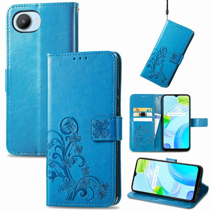 Four-leaf Clasp Embossed Buckle Leather Phone Case, For OPPO A77, For Realme C30, For vivo Y77 (China)