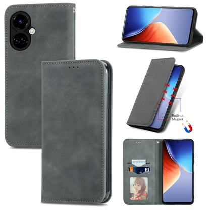 Retro Skin Feel Magnetic Leather Phone Case, For Tecno Camon 19, For Tecno Spark 8C