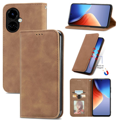 Retro Skin Feel Magnetic Leather Phone Case, For Tecno Camon 19, For Tecno Spark 8C