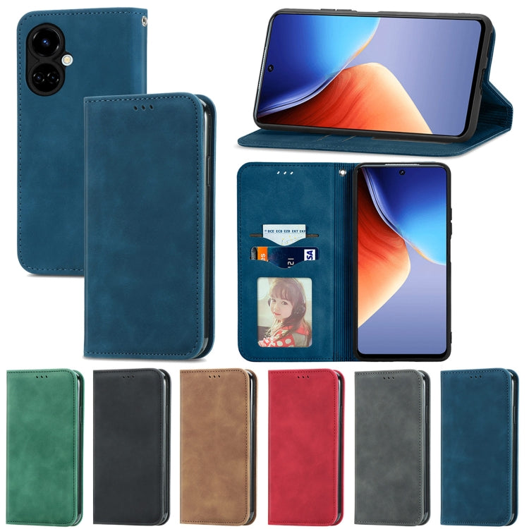 Retro Skin Feel Magnetic Leather Phone Case, For Tecno Camon 19, For Tecno Spark 8C