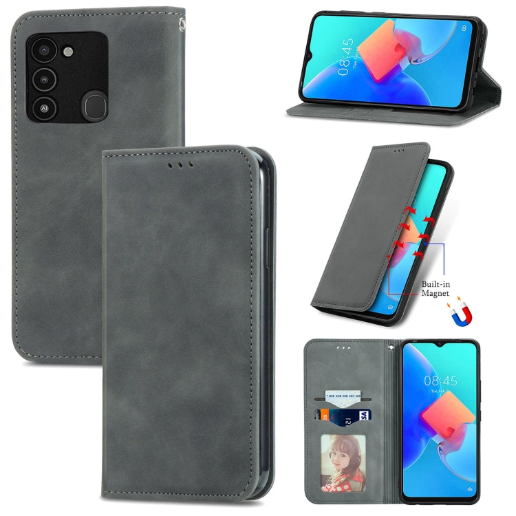 Retro Skin Feel Magnetic Leather Phone Case, For Tecno Camon 19, For Tecno Spark 8C
