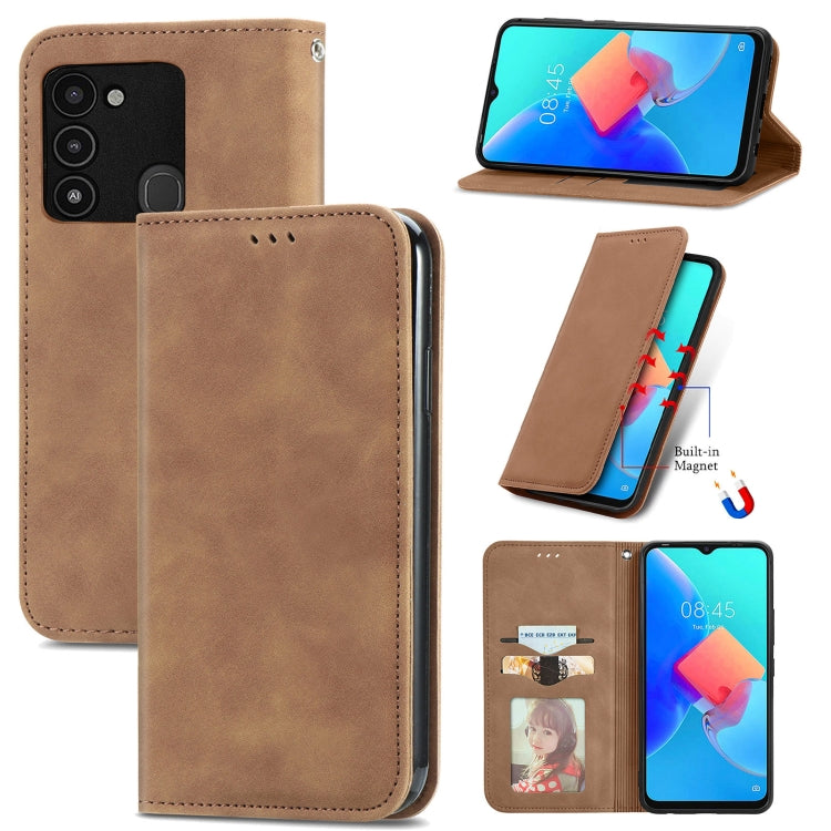 Retro Skin Feel Magnetic Leather Phone Case, For Tecno Camon 19, For Tecno Spark 8C