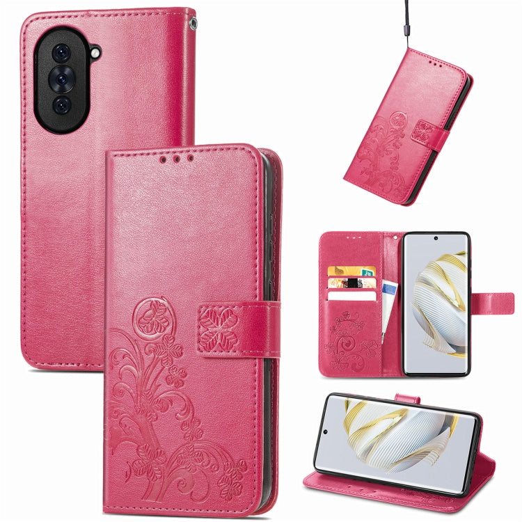 Four-leaf Clasp Embossed Buckle Leather Phone Case, For Huawei Nova 10, For Google Pixel 7, For Nokia X100 5G, For OnePlus 10T, For T-Mobile REVVL 6 5G, For T-Mobile Revvl 6 Pro 5G