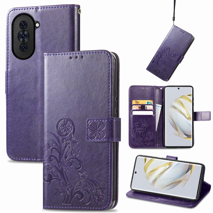 Four-leaf Clasp Embossed Buckle Leather Phone Case, For Huawei Nova 10, For Google Pixel 7, For Nokia X100 5G, For OnePlus 10T, For T-Mobile REVVL 6 5G, For T-Mobile Revvl 6 Pro 5G
