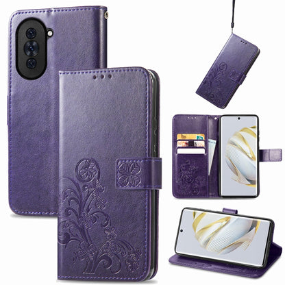 Four-leaf Clasp Embossed Buckle Leather Phone Case, For Huawei Nova 10, For Google Pixel 7, For Nokia X100 5G, For OnePlus 10T, For T-Mobile REVVL 6 5G, For T-Mobile Revvl 6 Pro 5G