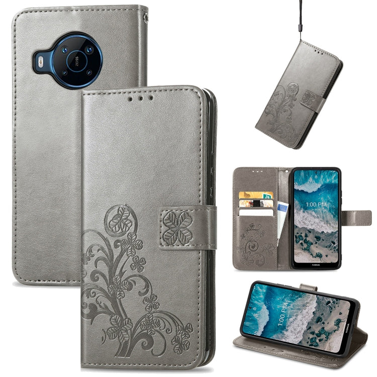 Four-leaf Clasp Embossed Buckle Leather Phone Case, For Huawei Nova 10, For Google Pixel 7, For Nokia X100 5G, For OnePlus 10T, For T-Mobile REVVL 6 5G, For T-Mobile Revvl 6 Pro 5G