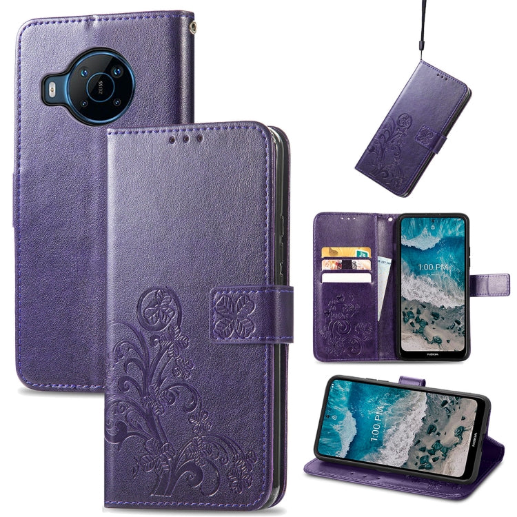 Four-leaf Clasp Embossed Buckle Leather Phone Case, For Huawei Nova 10, For Google Pixel 7, For Nokia X100 5G, For OnePlus 10T, For T-Mobile REVVL 6 5G, For T-Mobile Revvl 6 Pro 5G