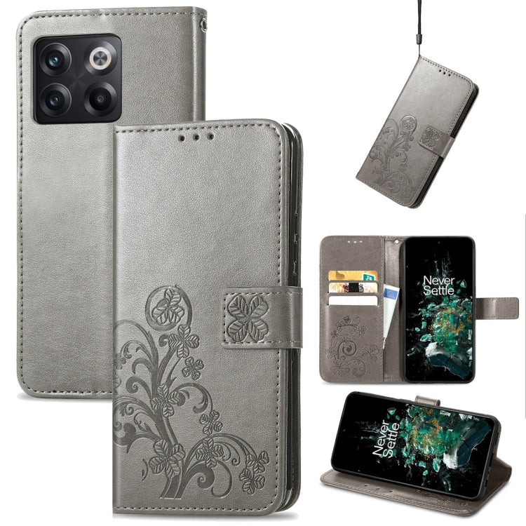 Four-leaf Clasp Embossed Buckle Leather Phone Case, For Huawei Nova 10, For Google Pixel 7, For Nokia X100 5G, For OnePlus 10T, For T-Mobile REVVL 6 5G, For T-Mobile Revvl 6 Pro 5G