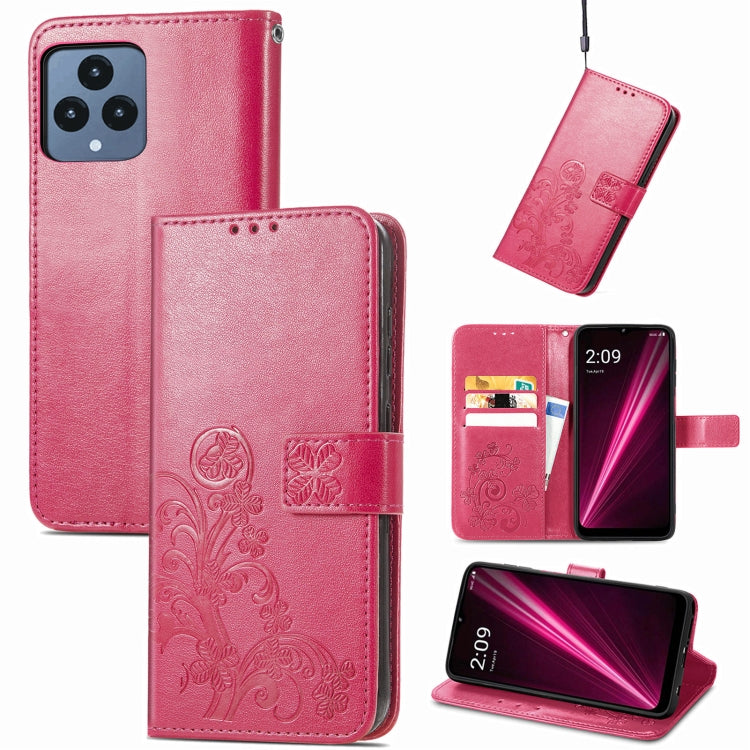 Four-leaf Clasp Embossed Buckle Leather Phone Case, For Huawei Nova 10, For Google Pixel 7, For Nokia X100 5G, For OnePlus 10T, For T-Mobile REVVL 6 5G, For T-Mobile Revvl 6 Pro 5G