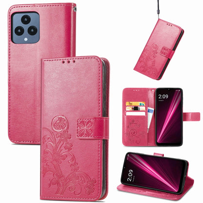 Four-leaf Clasp Embossed Buckle Leather Phone Case, For Huawei Nova 10, For Google Pixel 7, For Nokia X100 5G, For OnePlus 10T, For T-Mobile REVVL 6 5G, For T-Mobile Revvl 6 Pro 5G