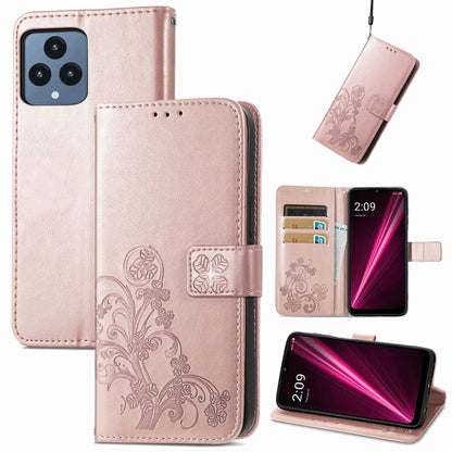 Four-leaf Clasp Embossed Buckle Leather Phone Case, For Huawei Nova 10, For Google Pixel 7, For Nokia X100 5G, For OnePlus 10T, For T-Mobile REVVL 6 5G, For T-Mobile Revvl 6 Pro 5G
