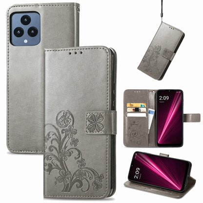 Four-leaf Clasp Embossed Buckle Leather Phone Case, For Huawei Nova 10, For Google Pixel 7, For Nokia X100 5G, For OnePlus 10T, For T-Mobile REVVL 6 5G, For T-Mobile Revvl 6 Pro 5G