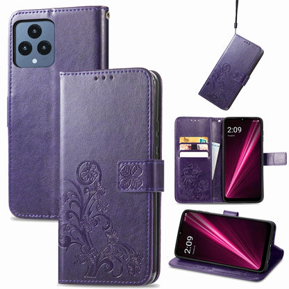 Four-leaf Clasp Embossed Buckle Leather Phone Case, For Huawei Nova 10, For Google Pixel 7, For Nokia X100 5G, For OnePlus 10T, For T-Mobile REVVL 6 5G, For T-Mobile Revvl 6 Pro 5G