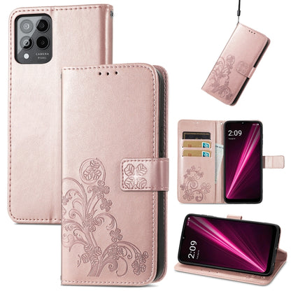 Four-leaf Clasp Embossed Buckle Leather Phone Case, For Huawei Nova 10, For Google Pixel 7, For Nokia X100 5G, For OnePlus 10T, For T-Mobile REVVL 6 5G, For T-Mobile Revvl 6 Pro 5G