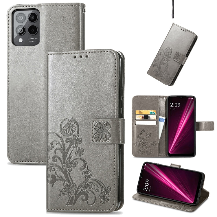 Four-leaf Clasp Embossed Buckle Leather Phone Case, For Huawei Nova 10, For Google Pixel 7, For Nokia X100 5G, For OnePlus 10T, For T-Mobile REVVL 6 5G, For T-Mobile Revvl 6 Pro 5G