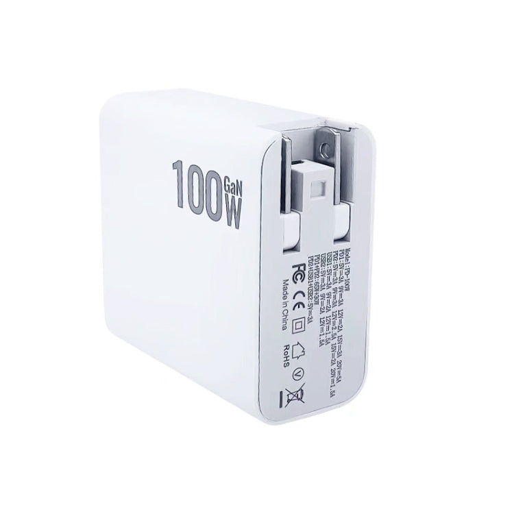 Chargeur multiprise GaN 100W double USB + double USB-C/Type-C avec câble de données Type-C vers Type-C de 2m, prise US, prise US/EU, prise US/UK, prise US/AU, prise US/EU/UK, prise US/EU/UK/AU