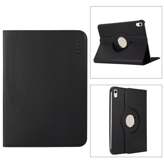 Pour iPad 10.9 2022 ENKAY Hat-Prince Étui intelligent pour tablette en cuir Litchi à rotation à 360 degrés