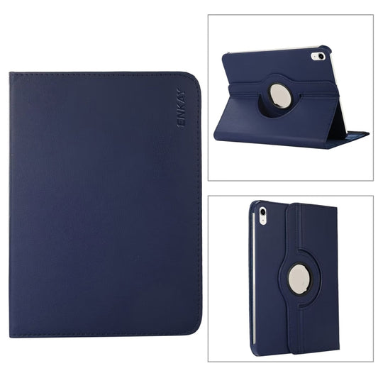 Pour iPad 10.9 2022 ENKAY Hat-Prince Étui intelligent pour tablette en cuir Litchi à rotation à 360 degrés