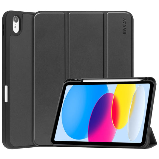 Pour iPad 10.9 2022 ENKAY TPU Housse de Protection en Cuir Intelligent avec Support et Fente pour Stylet