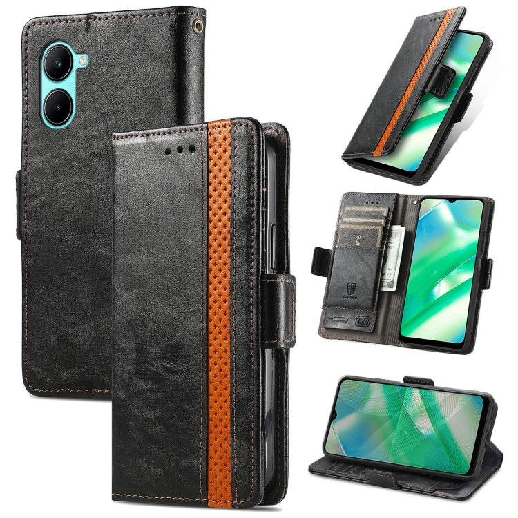 For Realme C33 CaseNeo Splicing Dual Magnetic Buckle Leather Phone Case, For Realme C33