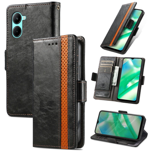 For Realme C33 CaseNeo Splicing Dual Magnetic Buckle Leather Phone Case, For Realme C33