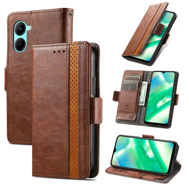 For Realme C33 CaseNeo Splicing Dual Magnetic Buckle Leather Phone Case, For Realme C33
