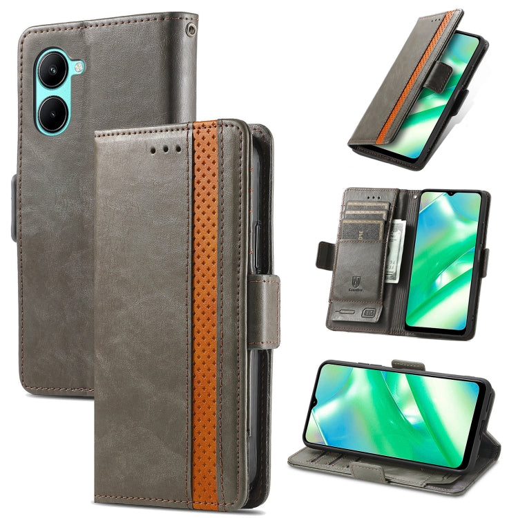 For Realme C33 CaseNeo Splicing Dual Magnetic Buckle Leather Phone Case, For Realme C33