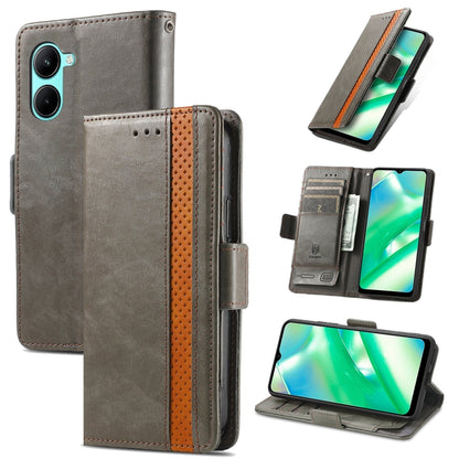 For Realme C33 CaseNeo Splicing Dual Magnetic Buckle Leather Phone Case, For Realme C33