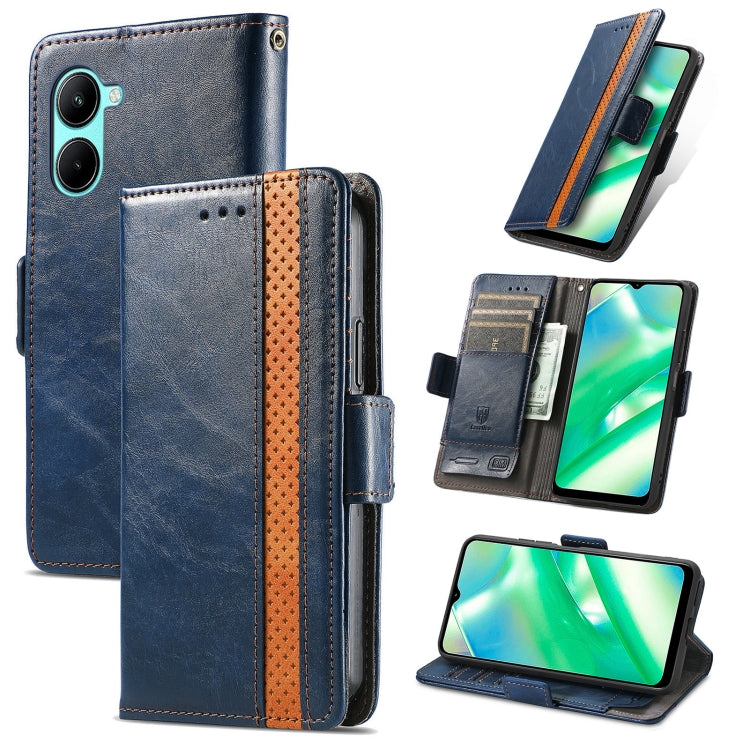 For Realme C33 CaseNeo Splicing Dual Magnetic Buckle Leather Phone Case, For Realme C33