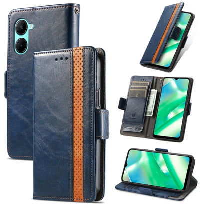 For Realme C33 CaseNeo Splicing Dual Magnetic Buckle Leather Phone Case, For Realme C33