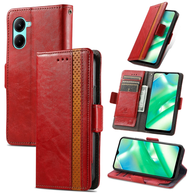 For Realme C33 CaseNeo Splicing Dual Magnetic Buckle Leather Phone Case, For Realme C33